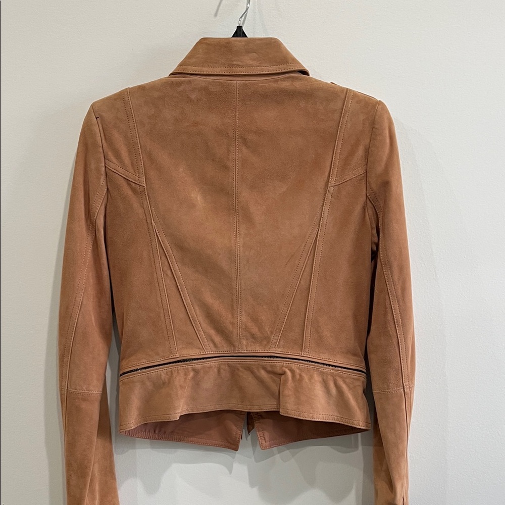 Genuine Leather White House Black Market Camel Suede Moto Jacket, Size XS - Picture 6 of 16